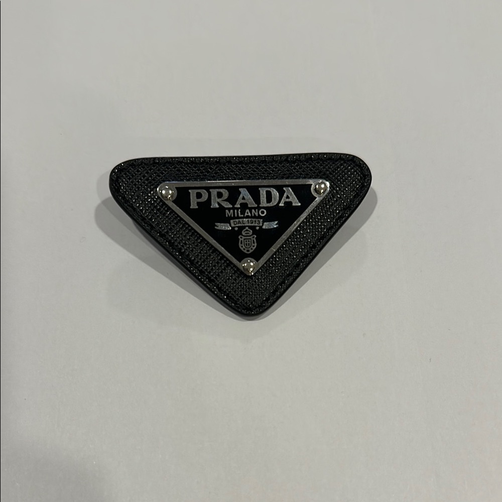Prada Black Triangle Logo Badge Pin